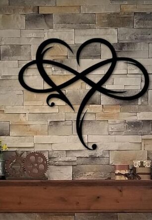 Infinity Heart Wall Decor, Unique Infinity Heart Metal Art Wall Decor Love Sign Steel Wall Plaques Bedroom Ornaments for Home Wedding Decor
