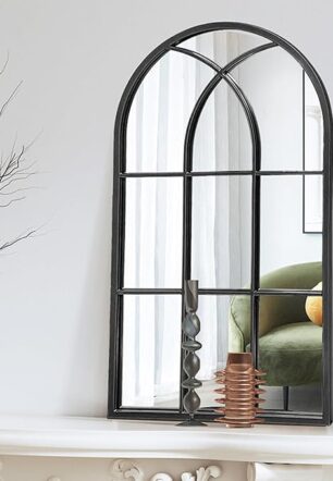 Arched Window Wall Mirror, 42"x24", Decorative Mirror, Vanity Mirrors for Bathroom, Bedroom, Entryway