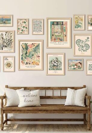 16 PCS Framed Sage Green Wall Art Decor, Matisse Wall Prints for Bedroom
