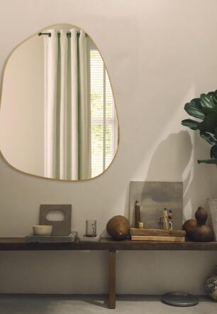 Irregular Wall Mirror Asymmetrical Mirror, 32''x24'' Gold Mirror for Bathroom Bedroom Living Room Entryway